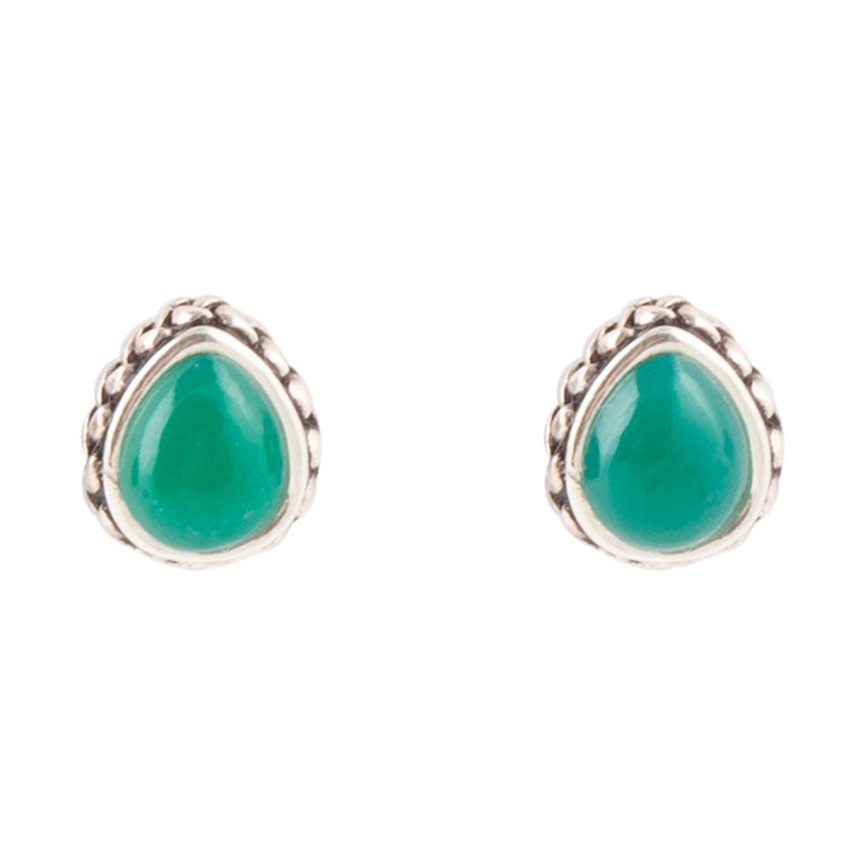 Green Onyx Teardrop Post Earrings - Barse Jewelry