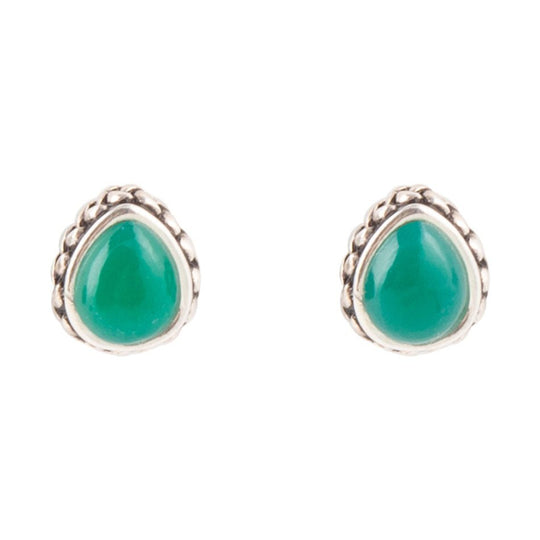 Green Onyx Teardrop Post Earrings