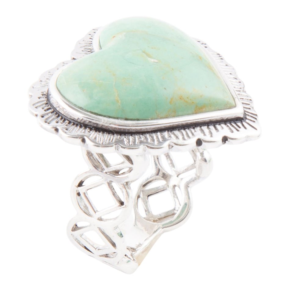 Green Turquoise Heart and Sterling Silver Ring - Barse Jewelry