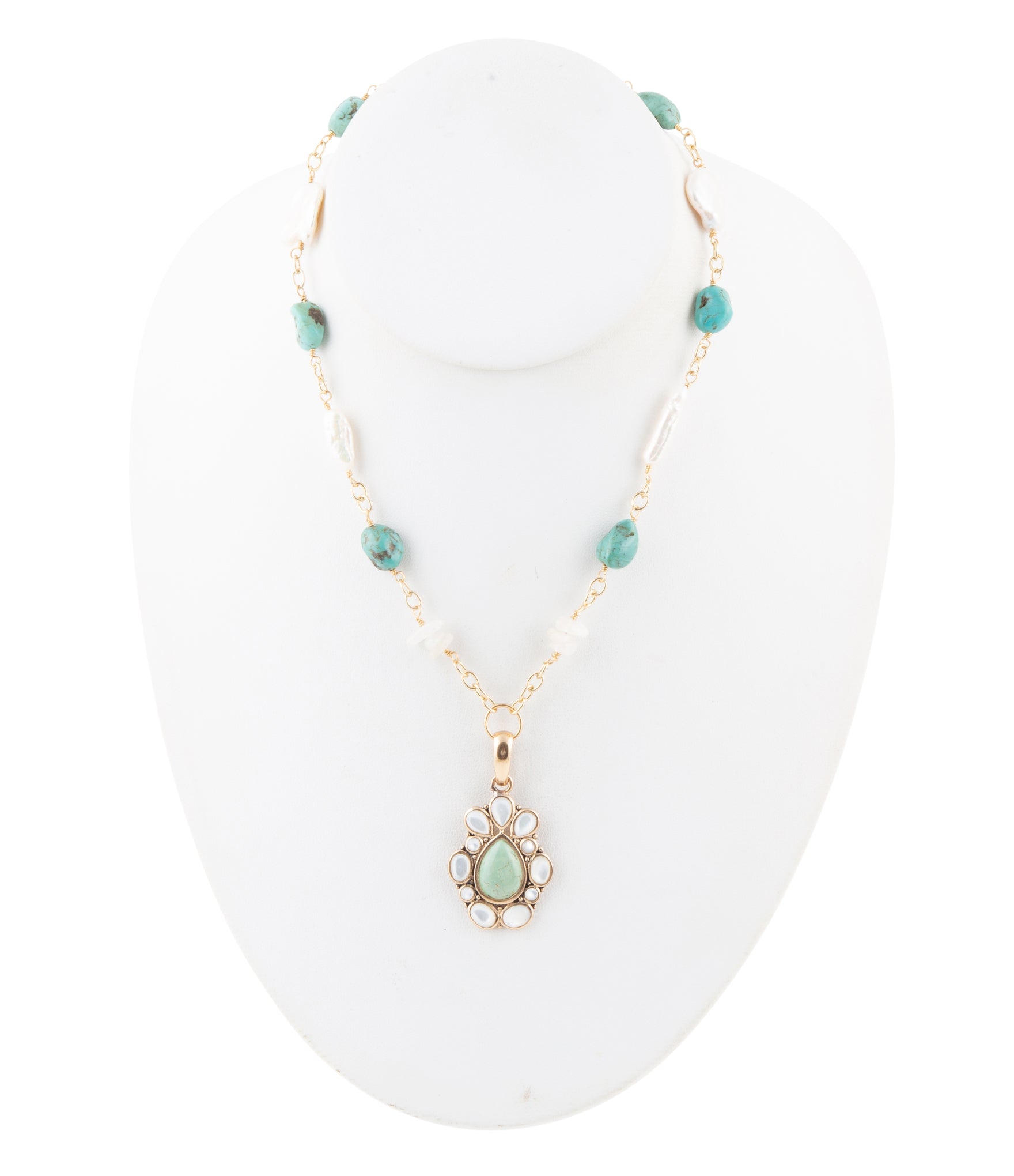 Green Turquoise Pearl Drop Necklace - Barse Jewelry