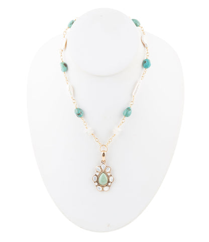 Green Turquoise Pearl Drop Necklace - Barse Jewelry
