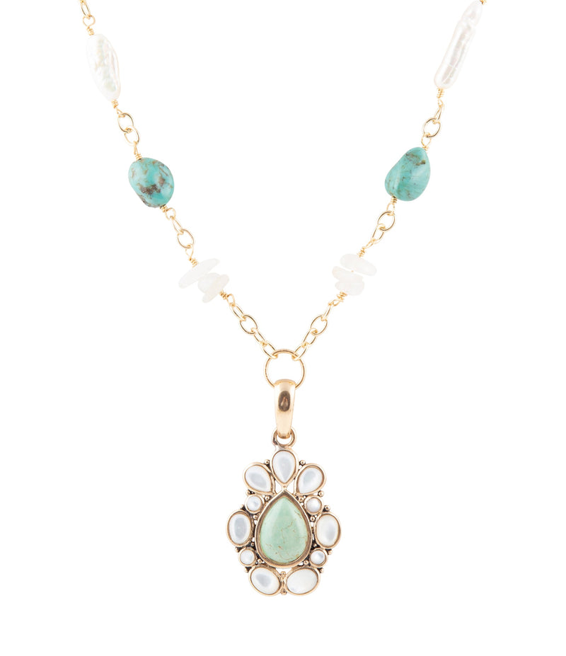 Green Turquoise Pearl Drop Necklace - Barse Jewelry