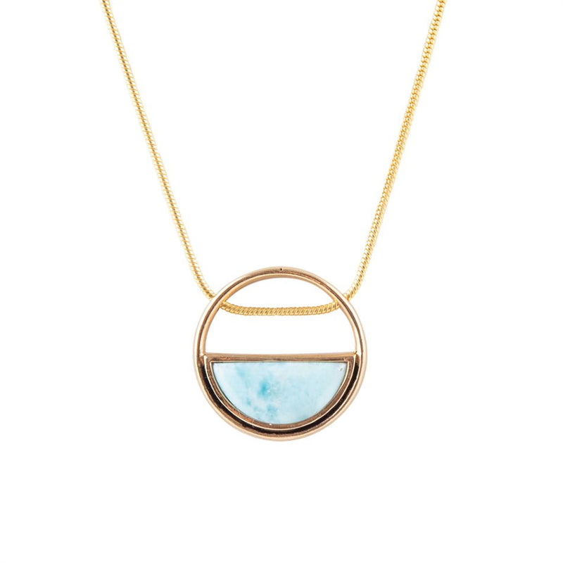 Xander Kostroma Gold Tone Raw Turquoise Crystal Half Moon Necklace |  Curvissa