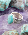 Hammered Big Sterling Silver and Turquoise Ring - Barse Jewelry