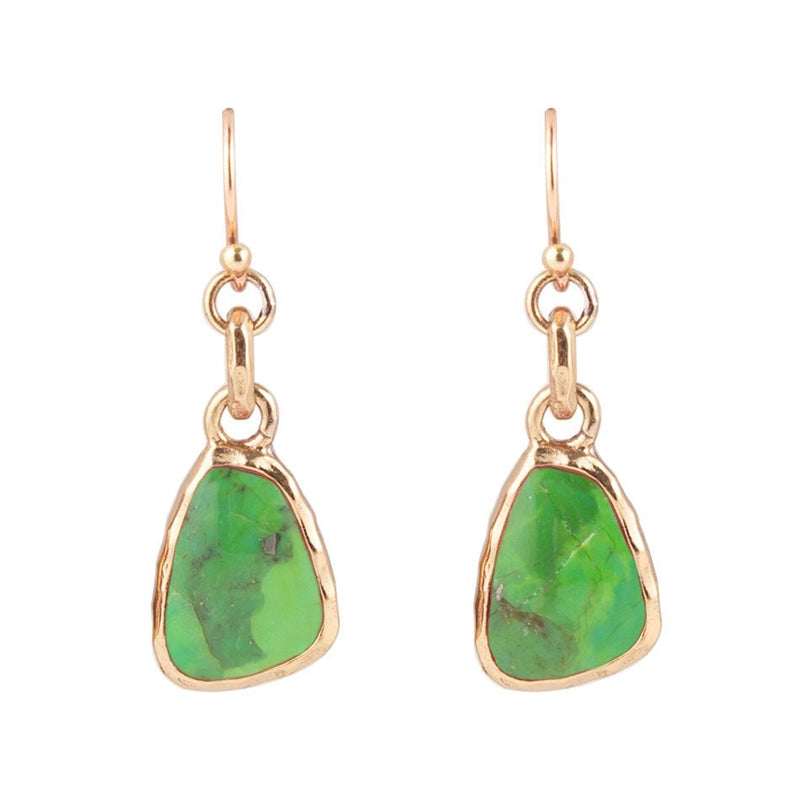 Hammered Bronze Lime Turquoise Earrings - Barse Jewelry