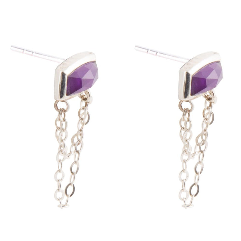 Hammered Purple Amethyst and Sterling Silver Stud Earrings. - Barse Jewelry