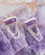 Hammered Purple Amethyst and Sterling Silver Stud Earrings. - Barse Jewelry