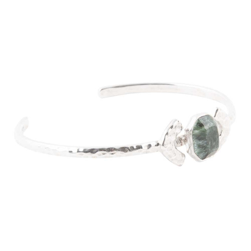 Hammered Seraphinite and Sterling Silver Cuff Bracelet - Barse Jewelry