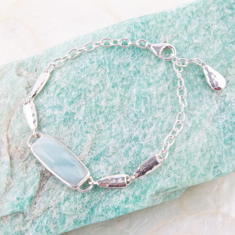 Hammered Silver and Amazonite Link Bracelet - Barse Jewelry