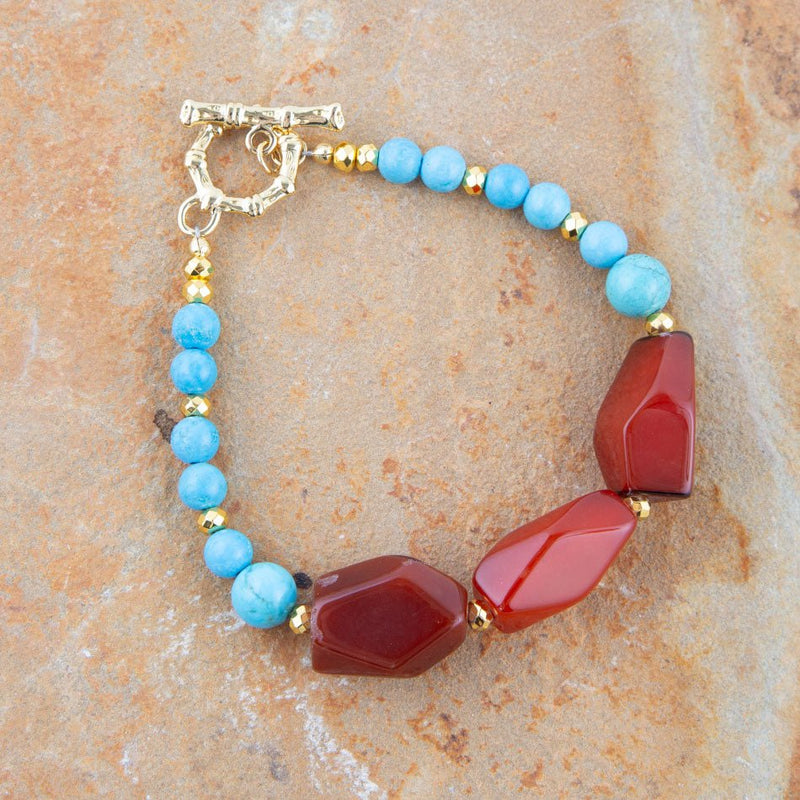 Headed West Turquoise and Carnelian Toggle Bracelet - Barse Jewelry