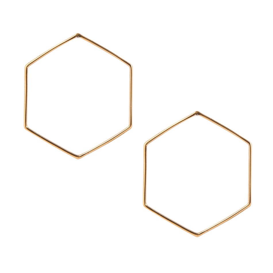 Hexagon Front Hoop - Bronze - Barse Jewelry