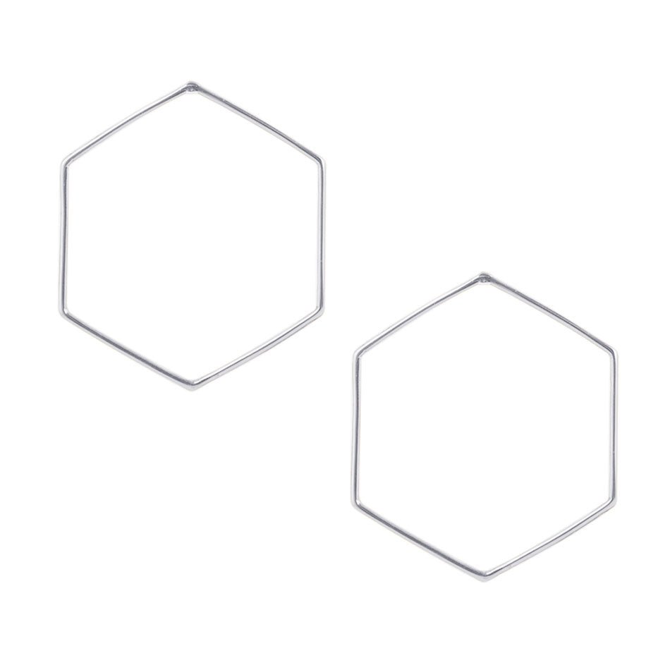 Hexagon Front Hoop - Sterling Silver - Barse Jewelry