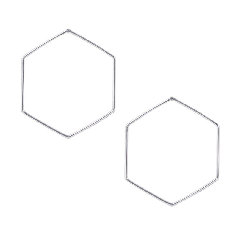 Hexagon Front Hoop - Sterling Silver - Barse Jewelry