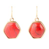 Hexagon Red Howlite Earrings - Barse Jewelry