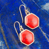 Hexagon Red Howlite Earrings - Barse Jewelry