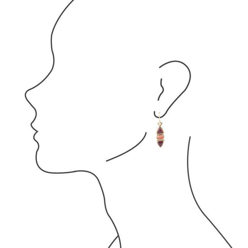 Hit a Triple Bordeaux Quartz Earring - Barse Jewelry