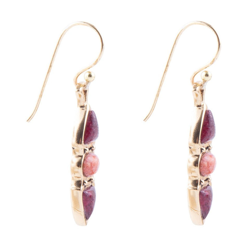 Hit a Triple Bordeaux Quartz Earring - Barse Jewelry