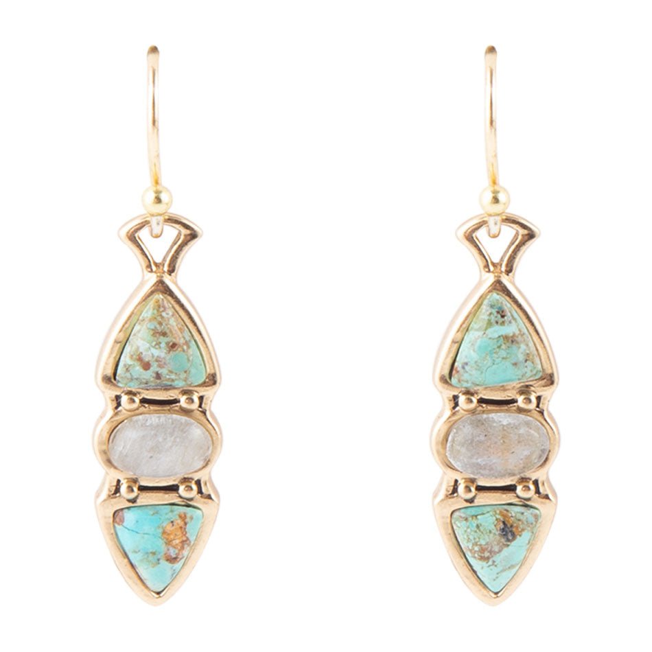 Hit a Triple Turquoise and Labradorite Earring - Barse Jewelry