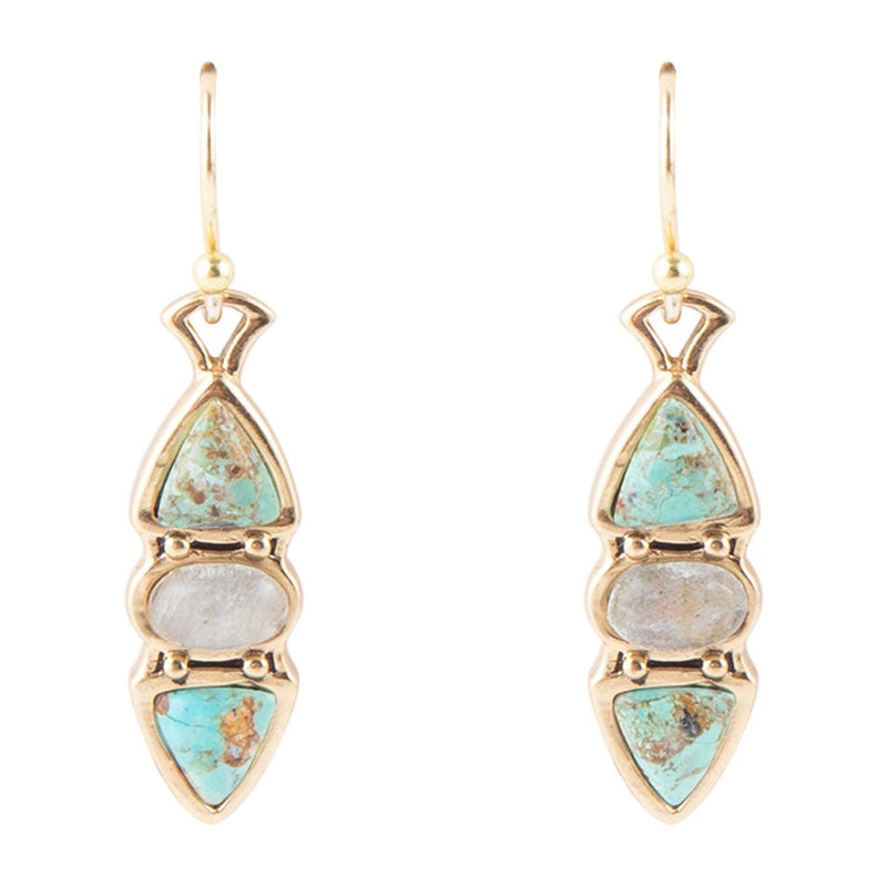Hit a Triple Turquoise and Labradorite Earring - Barse Jewelry
