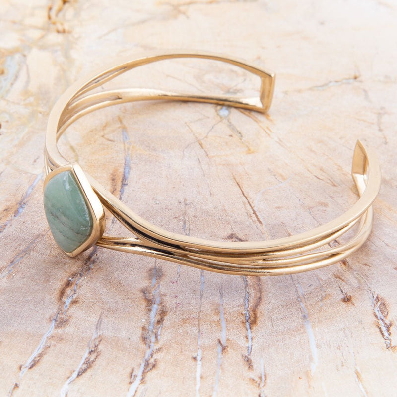 Hush Aventurine and Bronze Cuff Bracelet - Barse Jewelry