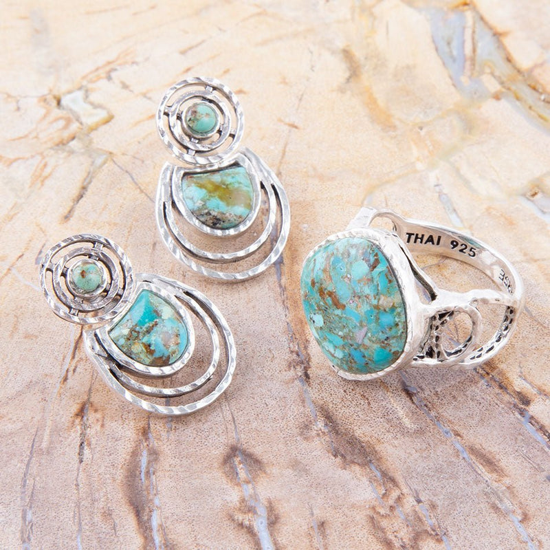 Hypnosis Turquoise and Sterling Silver Earrings - Barse Jewelry