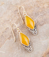 Ikkat Yellow Quartz Drop Earrings - Barse Jewelry