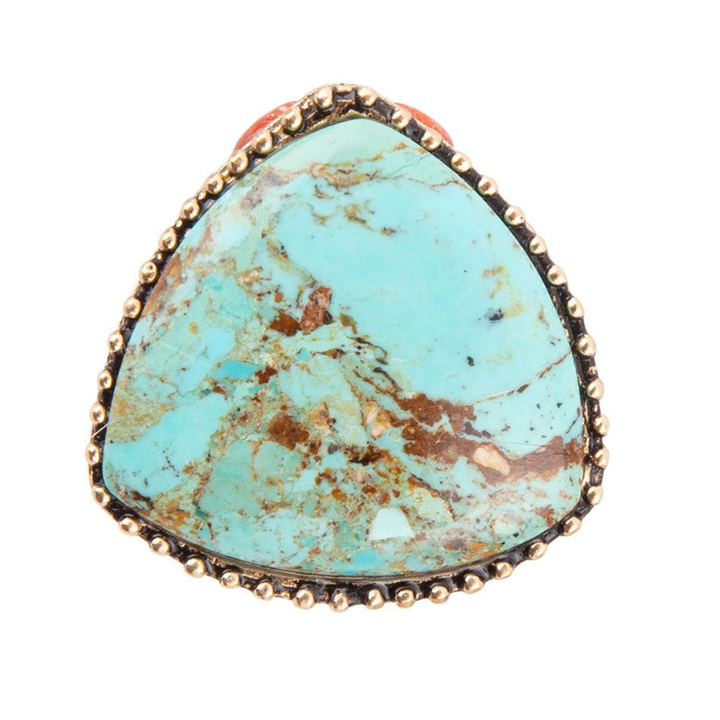 Imara Turquoise and Coral Chunky Ring - Barse Jewelry