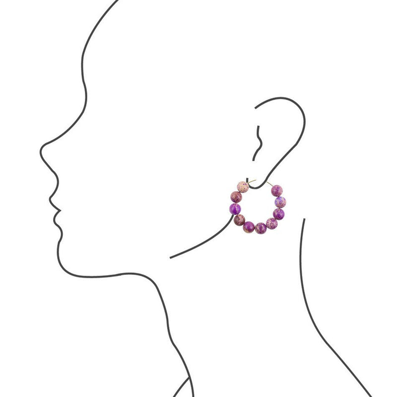 Impression Jasper Stone Slide Hoop Earrings - Barse Jewelry