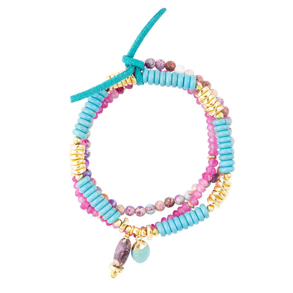 In Bloom Turquoise and Jade Stack Bracelet - Barse Jewelry