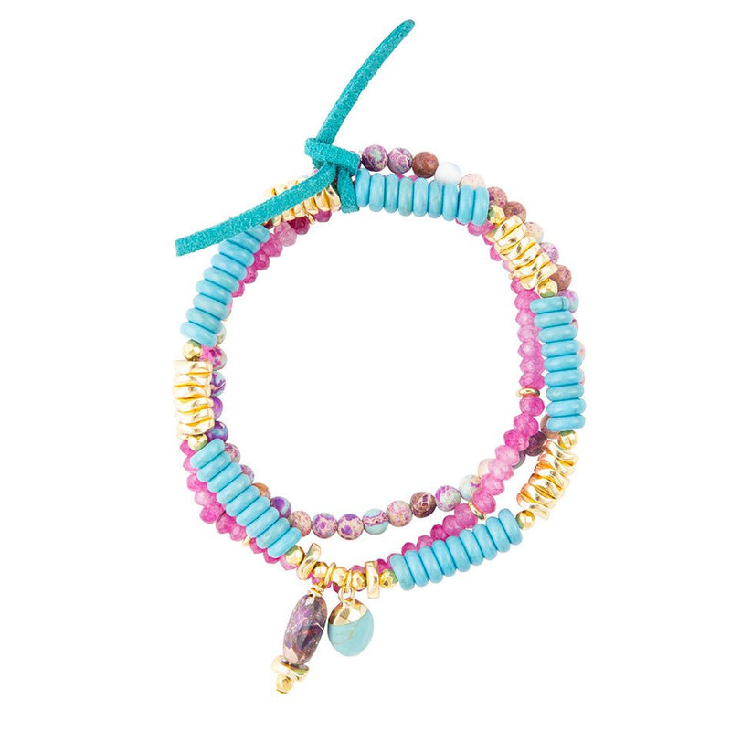 In Bloom Turquoise and Jade Stack Bracelet - Barse Jewelry