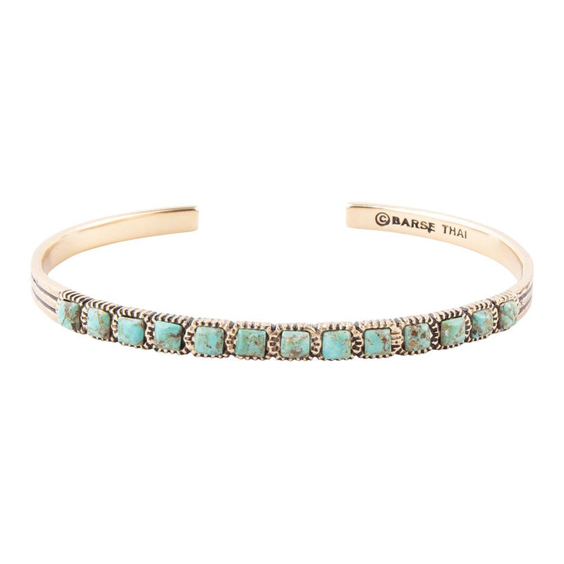 In Line Turquoise and Bronze Cuff Bracelet - Barse Jewelry