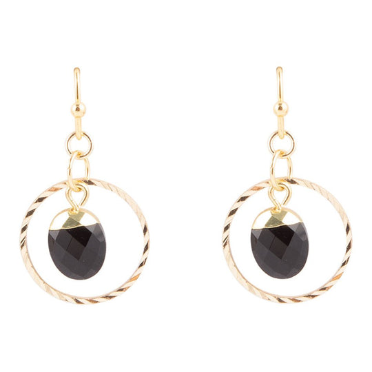 In The Loop Black Onyx Golden Earrings