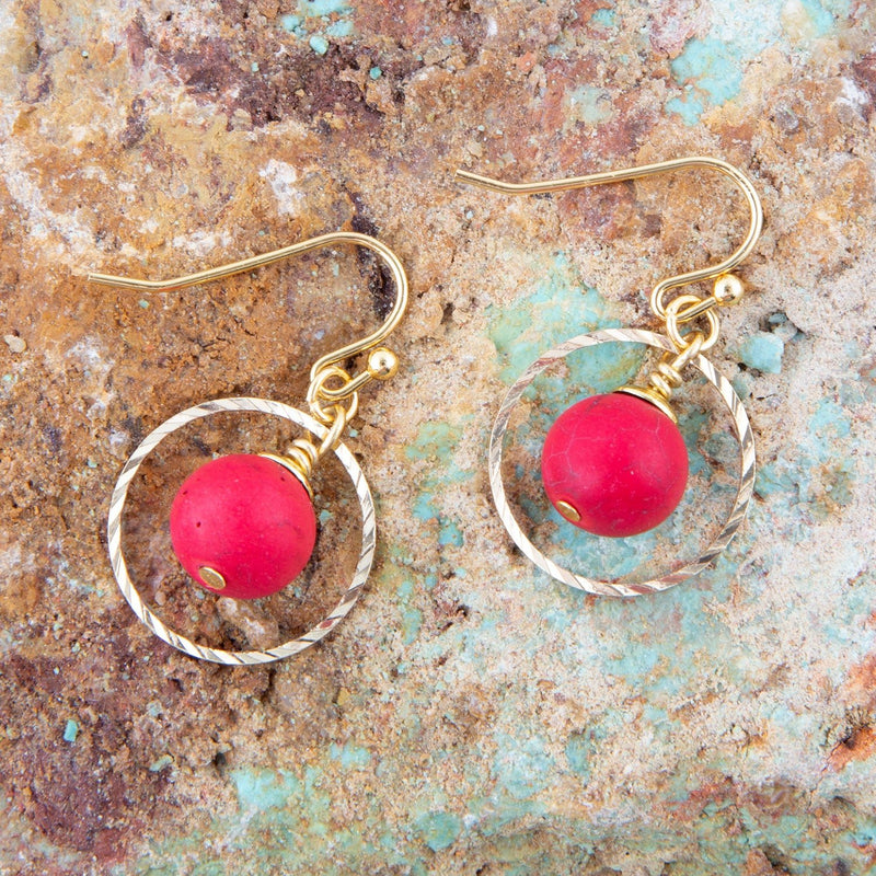 In The Loop Red Magnesite Earrings - Barse Jewelry