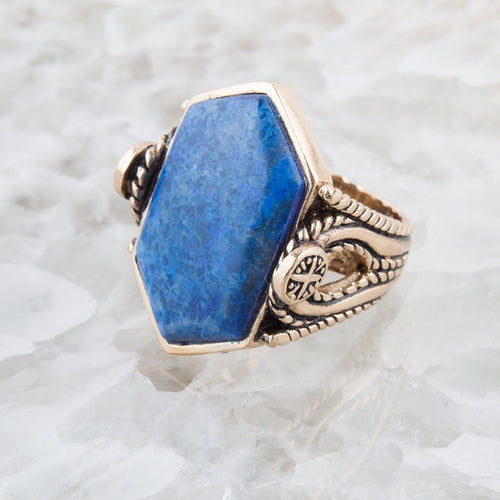 Ingrained Denim Lapis Statement Ring - Barse Jewelry