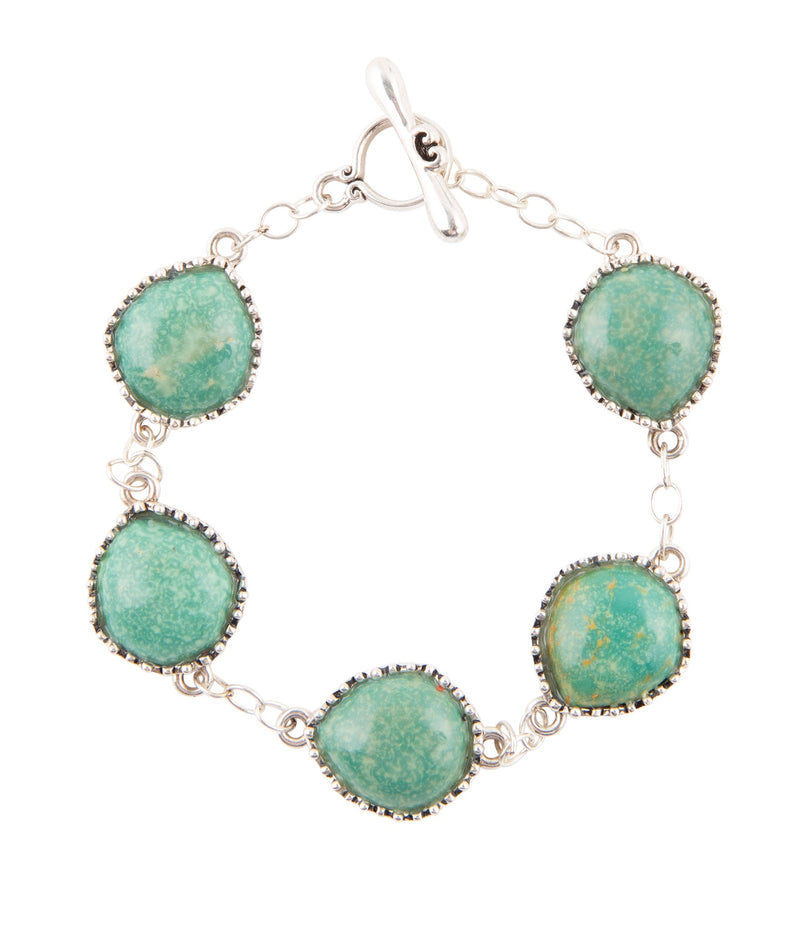 Intricate Green Turquoise and Sterling Silver Toggle Bracelet - Barse Jewelry