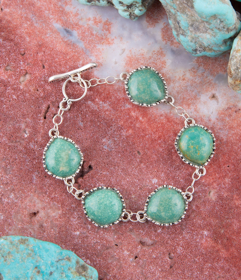 Intricate Green Turquoise and Sterling Silver Toggle Bracelet - Barse Jewelry