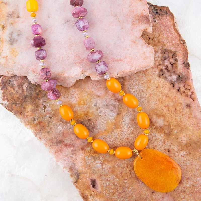 Iris Orange Agate Statement Necklace - Barse Jewelry