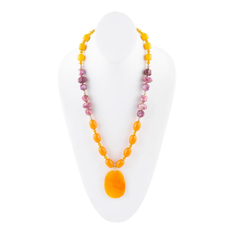 Boho Burnt Orange Sari Silk Ribbon Flower Statement Necklace - Gypsy S –  Bling Beaded Baubles