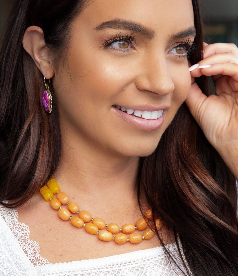 Iris Orange Jade Multi Stone Statement Necklace - Barse Jewelry