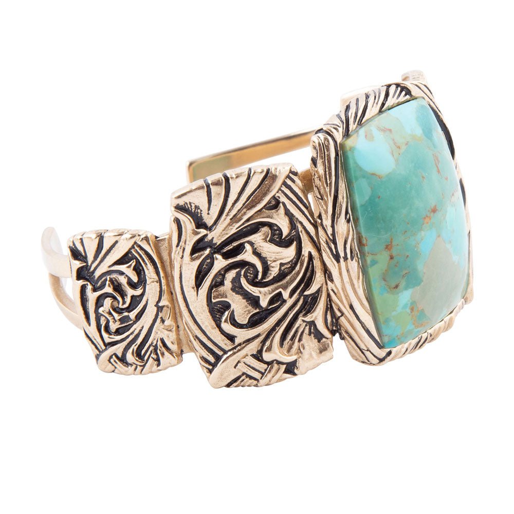 Jacquard Turquoise Solid Cuff Bracelet - Barse Jewelry