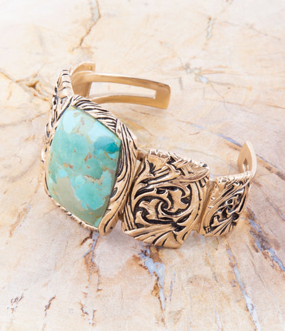 Jacquard Turquoise Solid Cuff Bracelet - Barse Jewelry