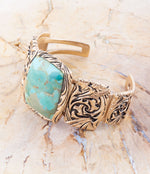Jacquard Turquoise Solid Cuff Bracelet - Barse Jewelry
