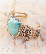 Jacquard Turquoise Solid Cuff Bracelet - Barse Jewelry