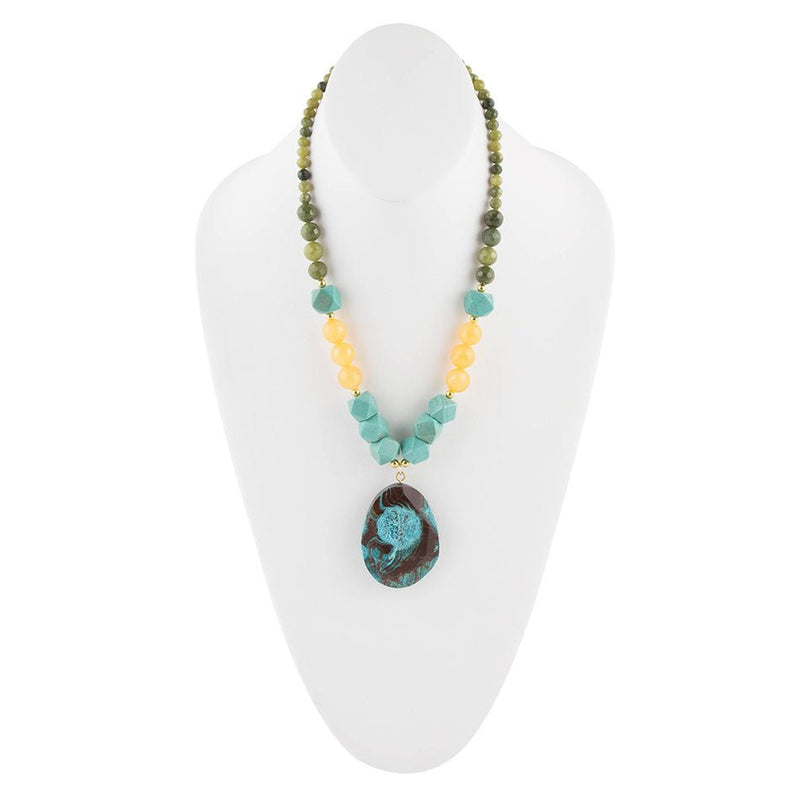 Jade and Magnesite Pendant Necklace - Barse Jewelry