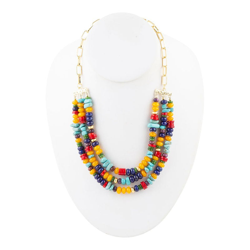 Buy Fstrend Statement Layered Necklace Multicolor Wood Bead Chunky Beaded Bib  Necklaces Multi Long Strand African Necklace Costume Jewelry for Women at  Amazon.in