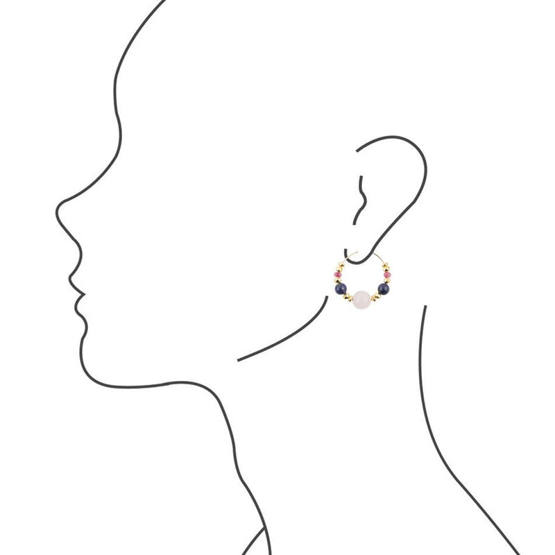 Julia Sodalite and Kunzite Hoop Earrings - Barse Jewelry