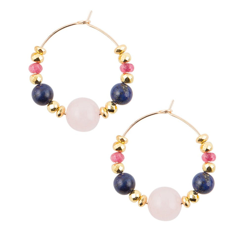 Julia Sodalite and Kunzite Hoop Earrings - Barse Jewelry