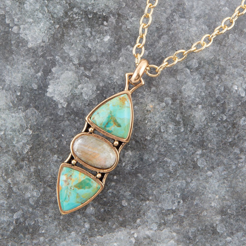 Labradorite and Turquoise Pendant Necklace - Barse Jewelry
