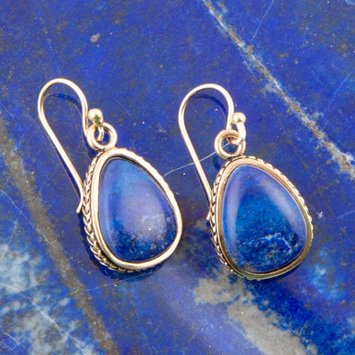 Lapis and Bronze Roped Teardrop Earrings - Barse Jewelry