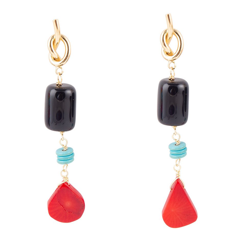 Lapis and Coral Post Drop Earrings - Barse Jewelry
